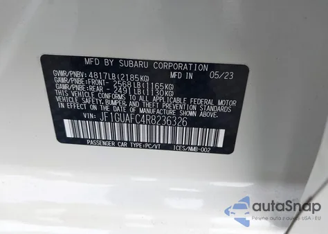 2024 Subaru Impreza Sport 5-Door from USA, damaged, VIN JF1GUAFC4R8236326